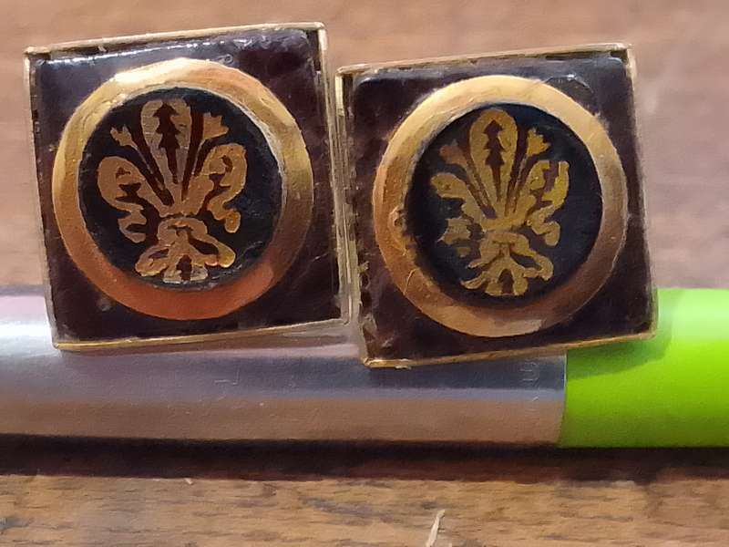 Cufflinks Gold Colour, Fleur de lis, enamel Blue and Gold Colour