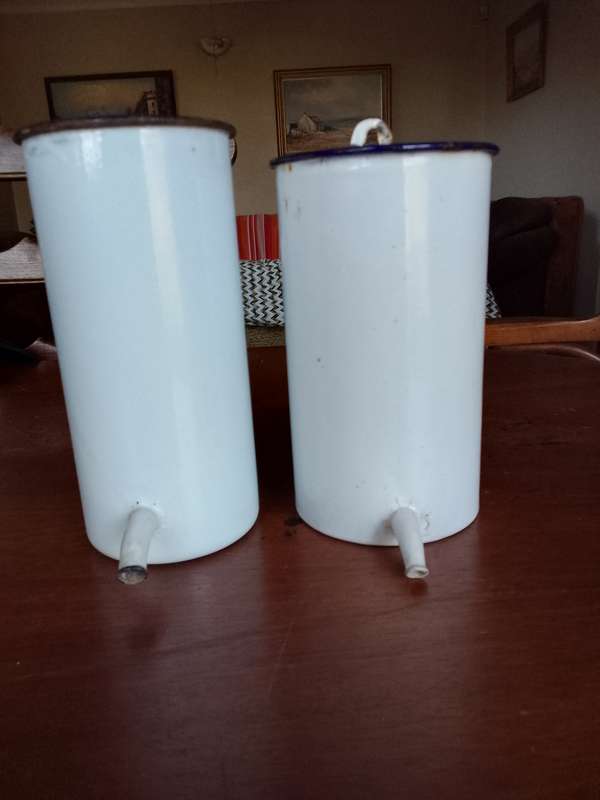 Two stunning old Enamelware surgical ware