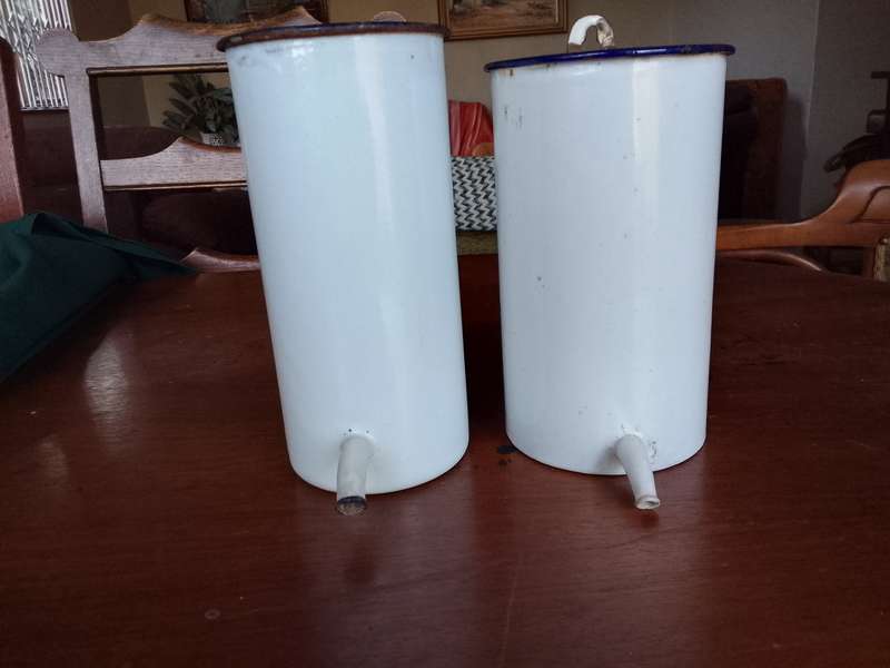 Two stunning old Enamelware surgical ware