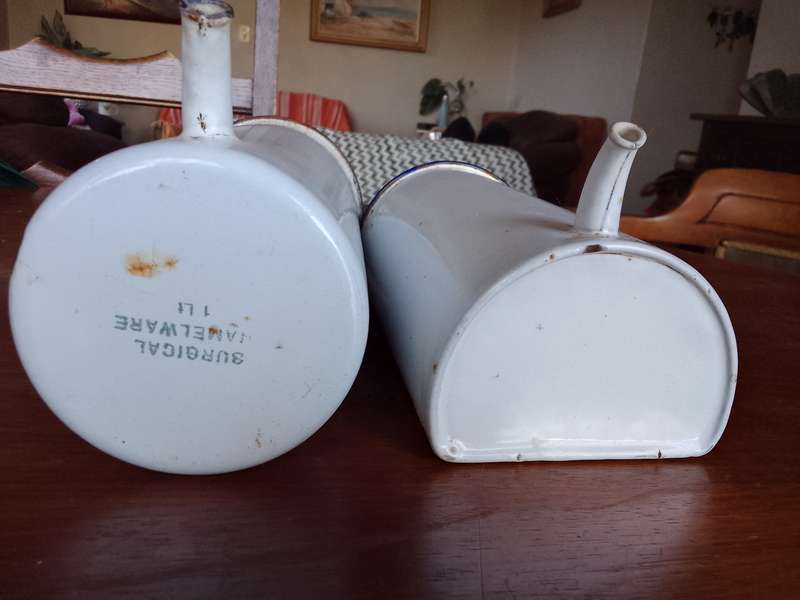 Two stunning old Enamelware surgical ware