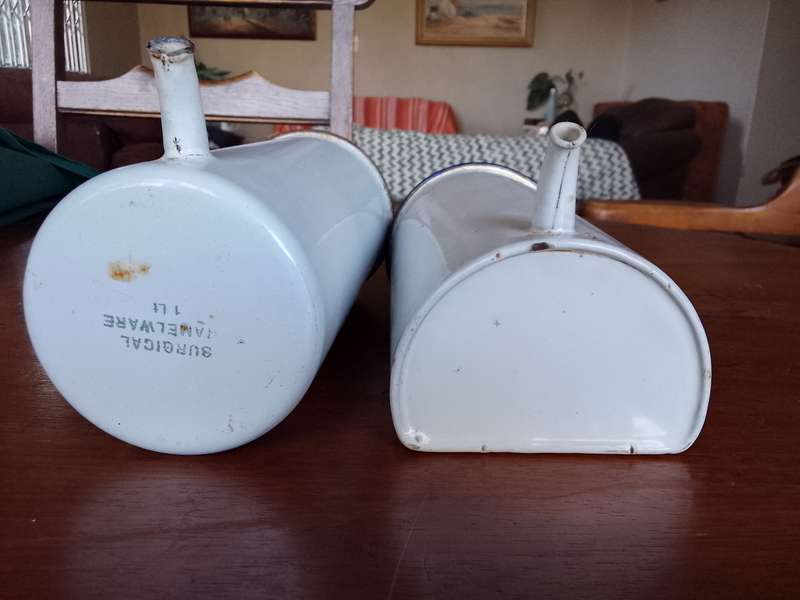 Two stunning old Enamelware surgical ware
