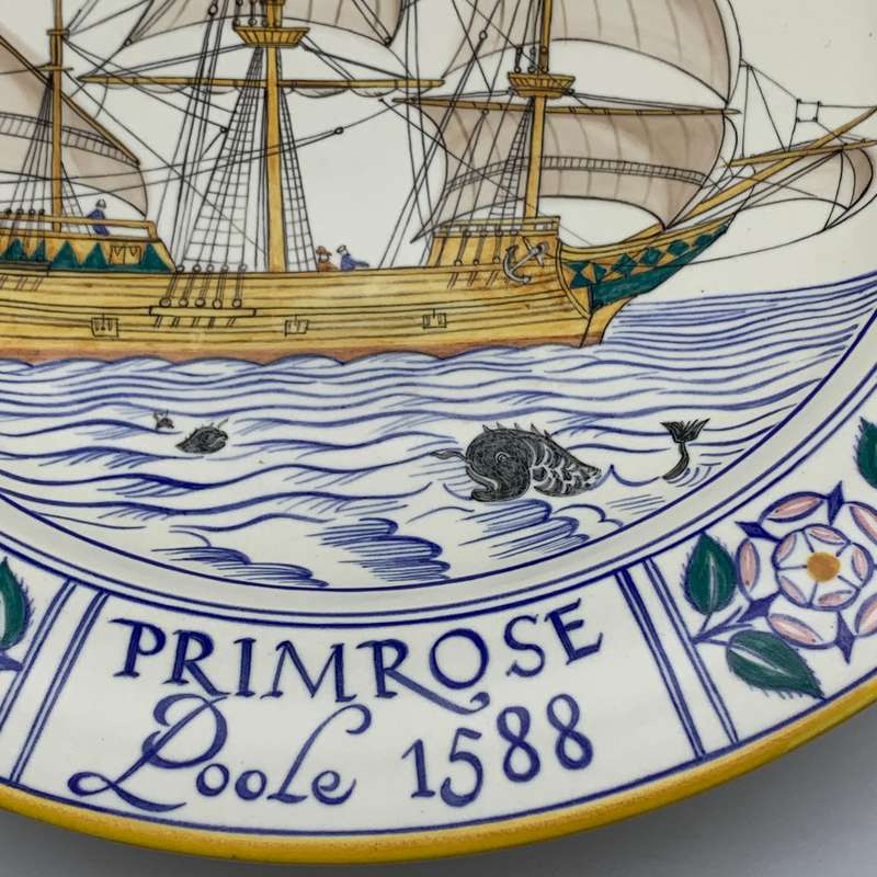 Very Large Rare 'Poole Pottery' Charger/Plate (Primrose Ship - 1588)