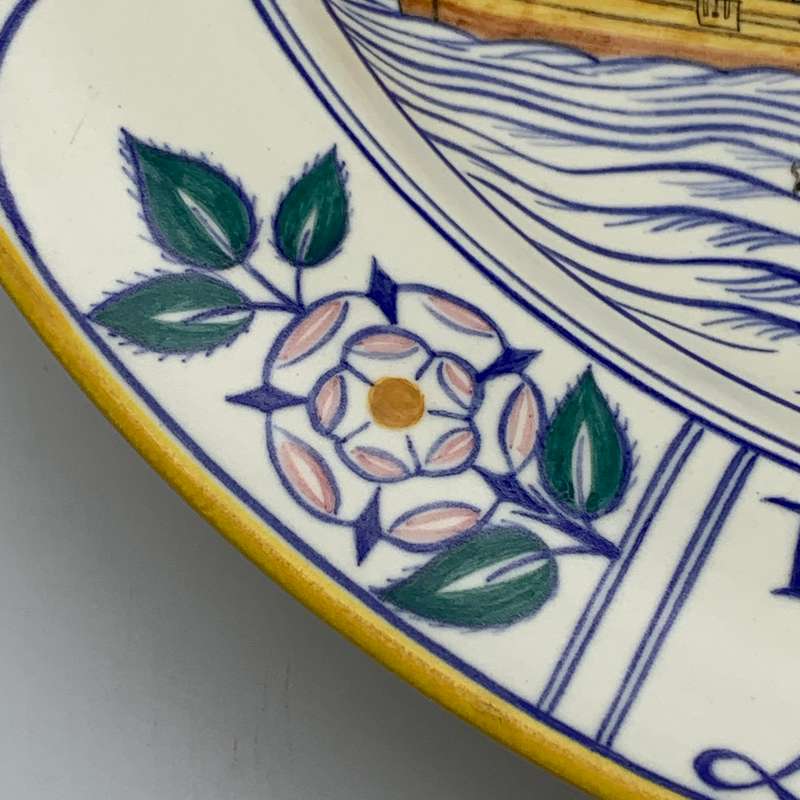 Very Large Rare 'Poole Pottery' Charger/Plate (Primrose Ship - 1588)