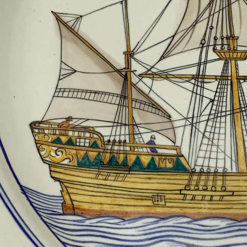 Very Large Rare 'Poole Pottery' Charger/Plate (Primrose Ship - 1588)