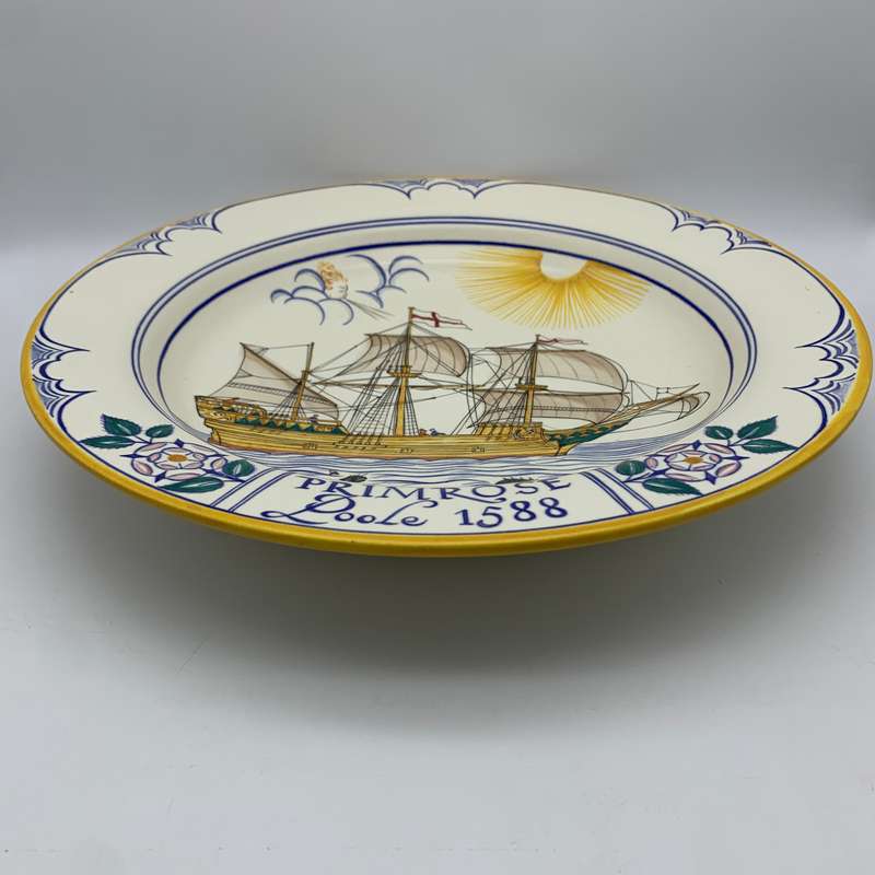 Very Large Rare 'Poole Pottery' Charger/Plate (Primrose Ship - 1588)