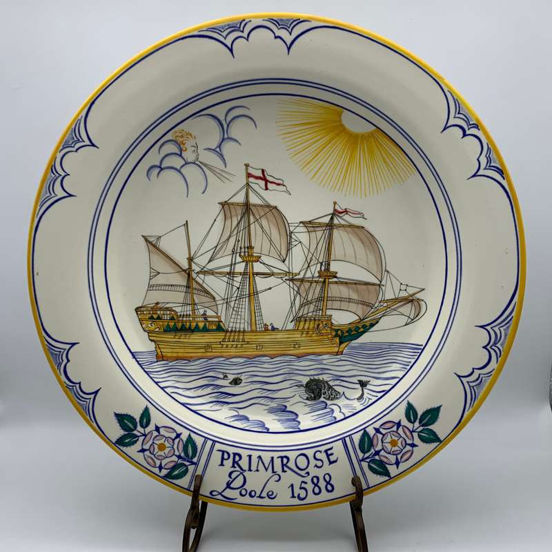 Very Large Rare 'Poole Pottery' Charger/Plate (Primrose Ship - 1588)