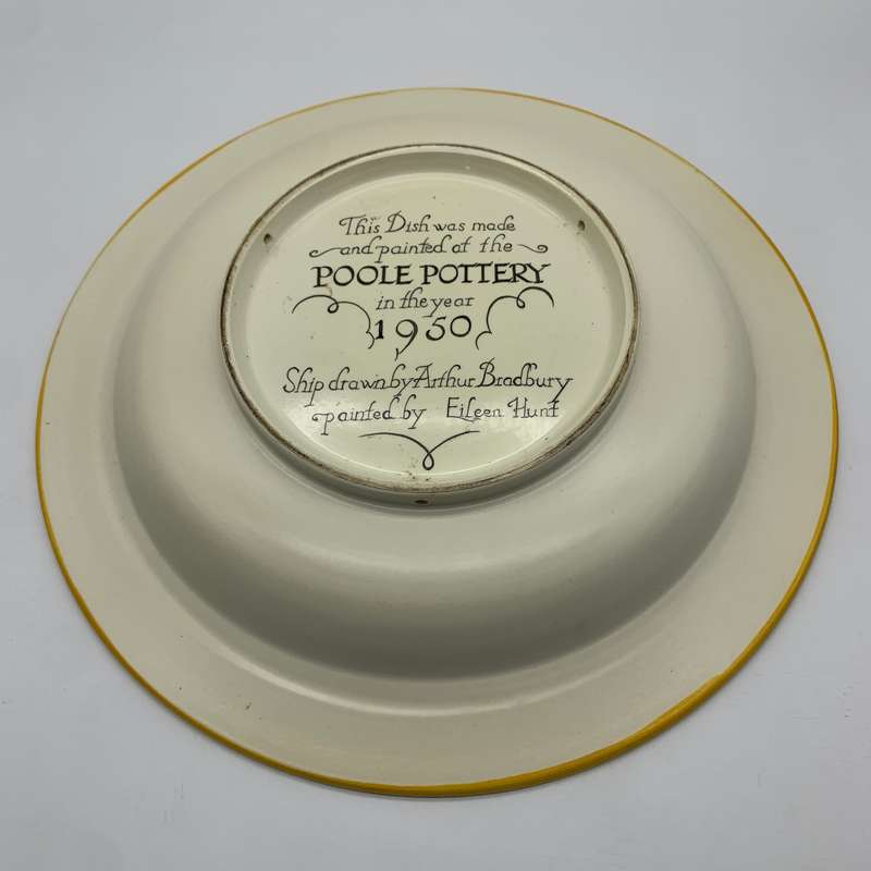 Very Large Rare 'Poole Pottery' Charger/Plate (Primrose Ship - 1588)