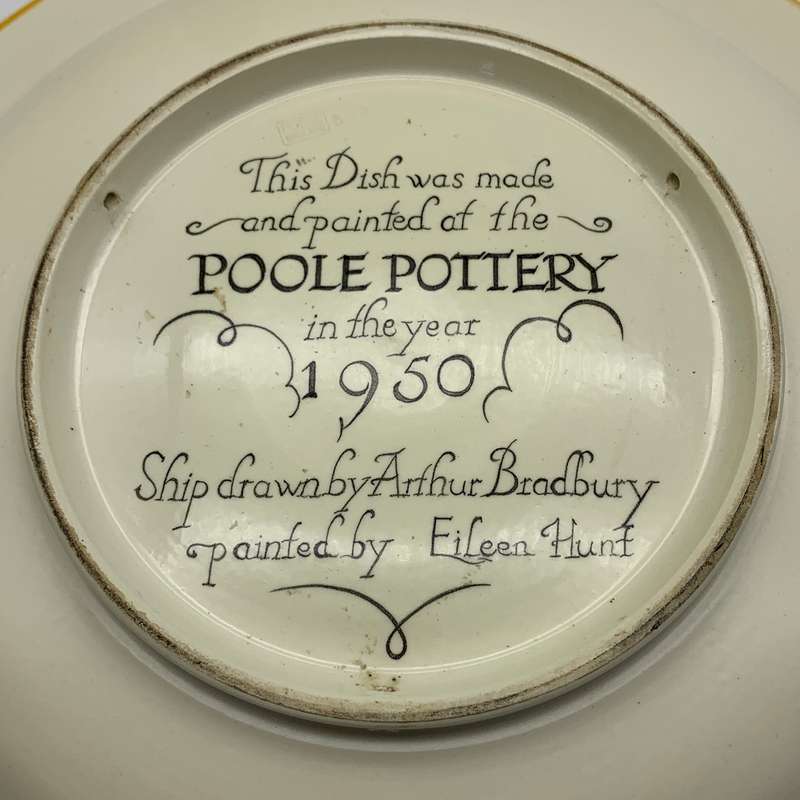Very Large Rare 'Poole Pottery' Charger/Plate (Primrose Ship - 1588)