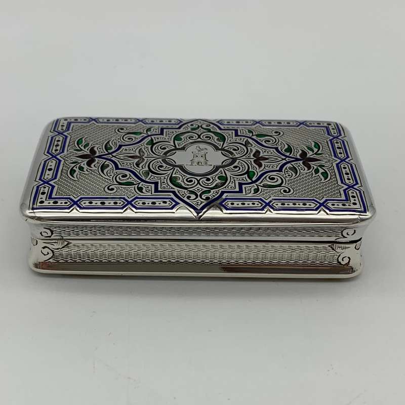 Superb Silver & Enamel French Antique Snuff Box (Claude D. Roussel)