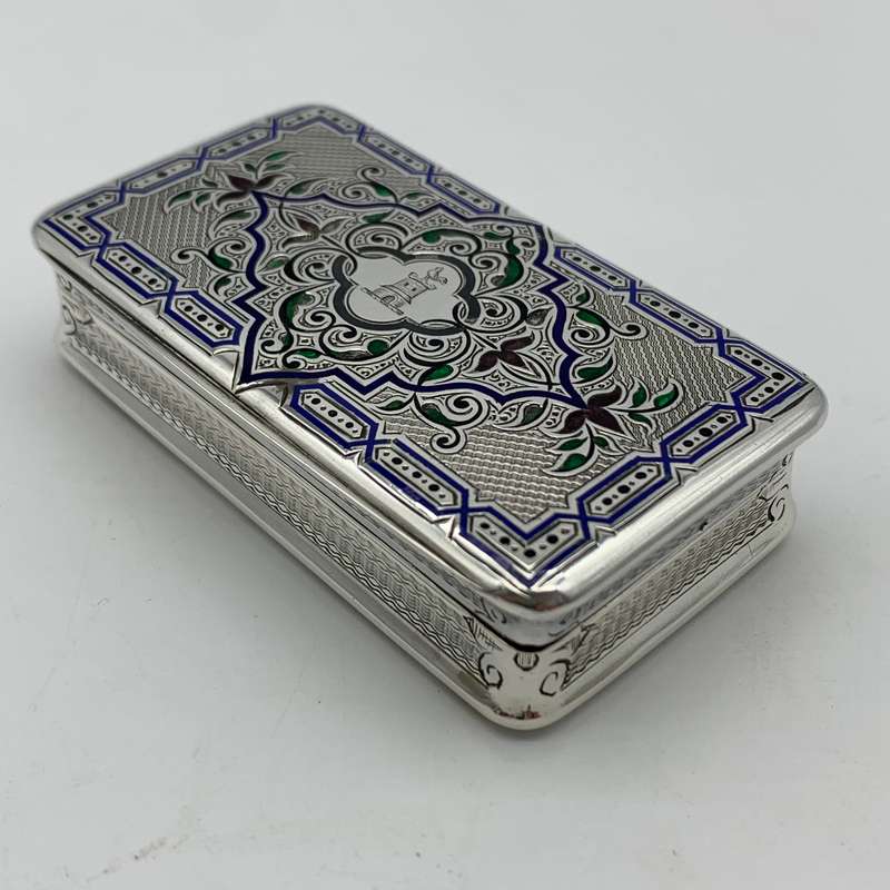 Superb Silver & Enamel French Antique Snuff Box (Claude D. Roussel)