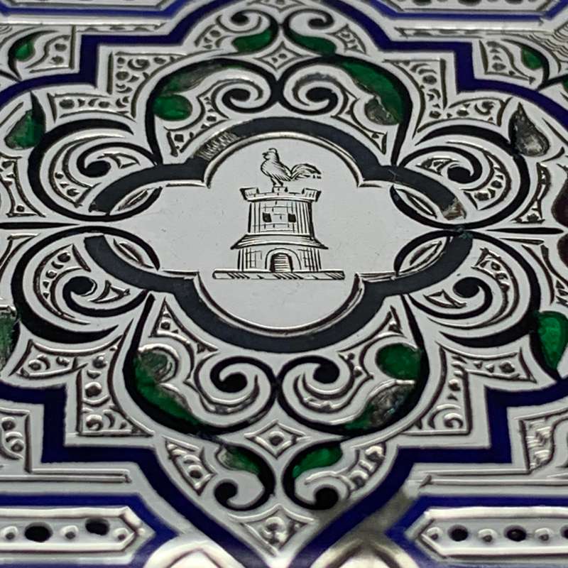Superb Silver & Enamel French Antique Snuff Box (Claude D. Roussel)