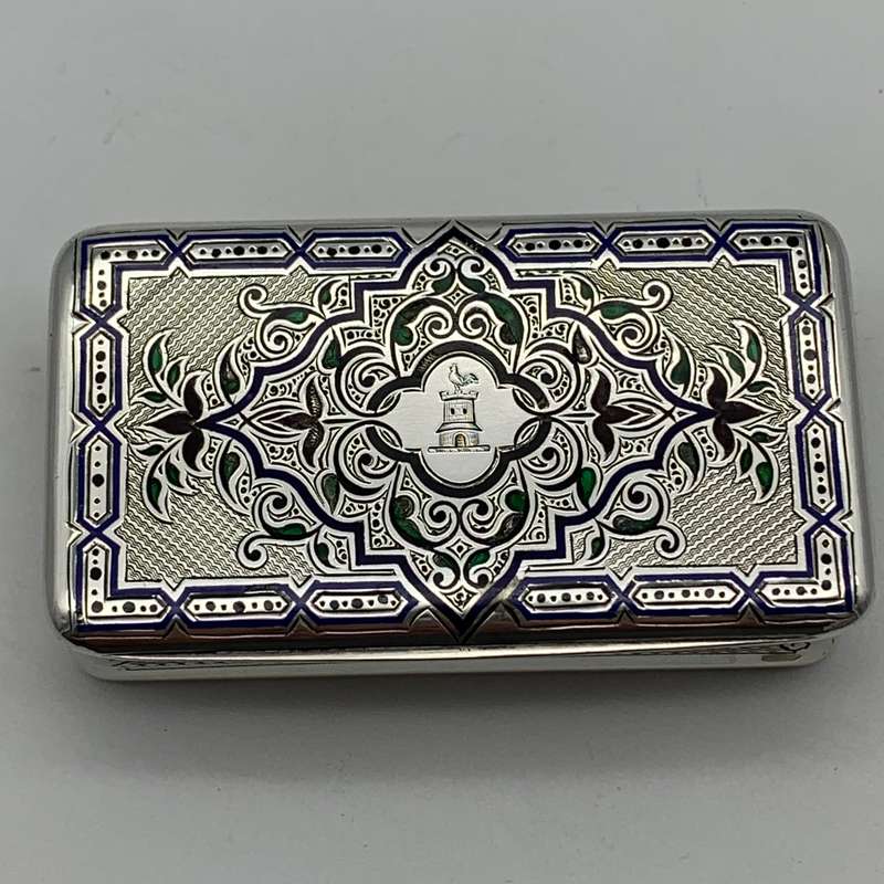 Superb Silver & Enamel French Antique Snuff Box (Claude D. Roussel)