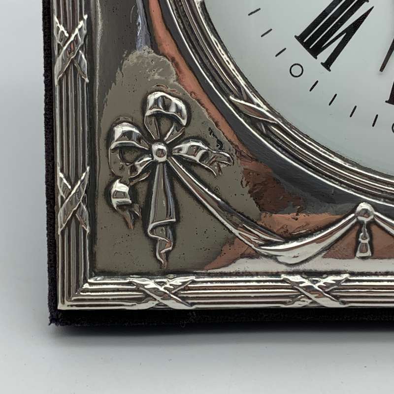 Lovely Vintage Sterling Silver Table Clock
