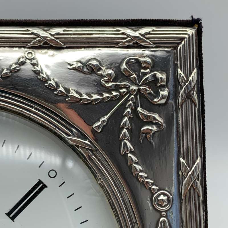 Lovely Vintage Sterling Silver Table Clock
