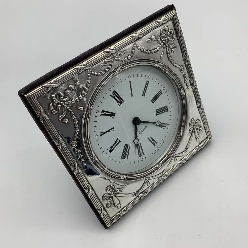 Lovely Vintage Sterling Silver Table Clock
