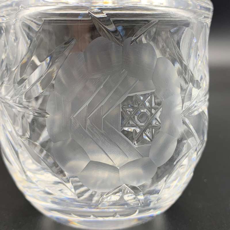 Crystal 1950/60's 'Rose-Cut' Jam or Honey Jar & Lid