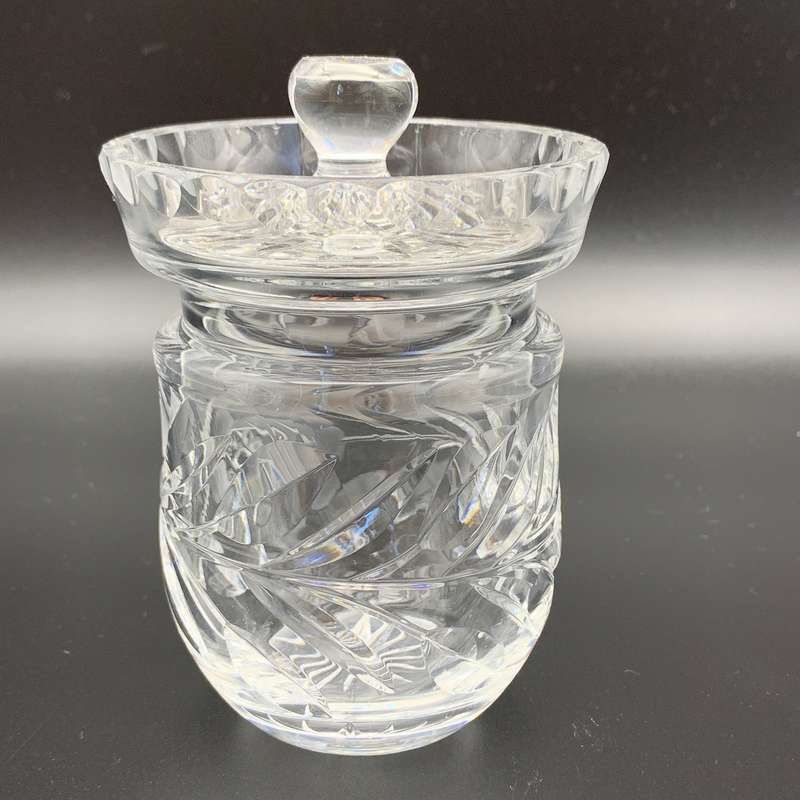 Crystal 1950/60's 'Rose-Cut' Jam or Honey Jar & Lid