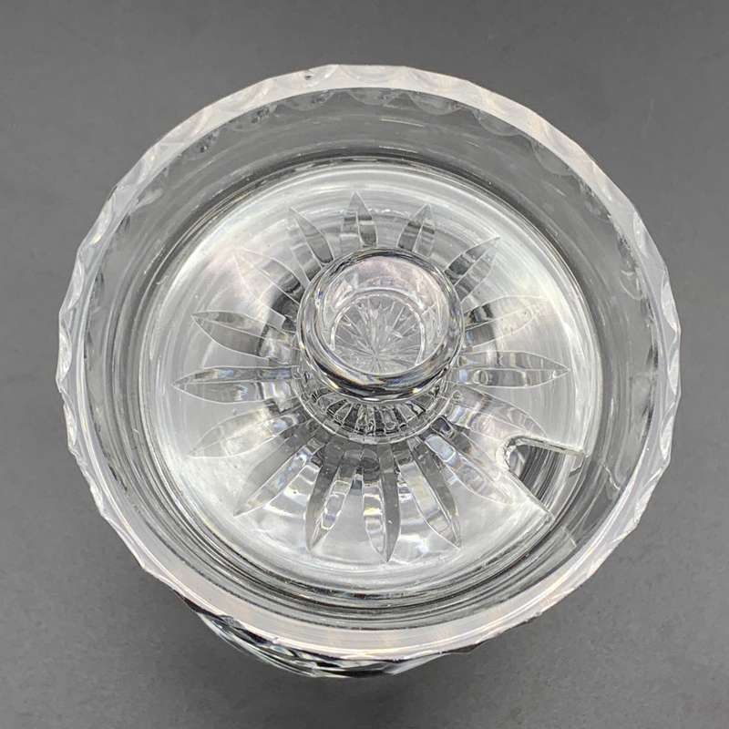 Crystal 1950/60's 'Rose-Cut' Jam or Honey Jar & Lid