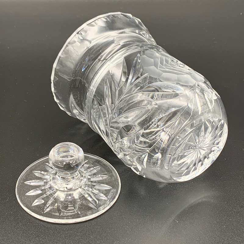 Crystal 1950/60's 'Rose-Cut' Jam or Honey Jar & Lid