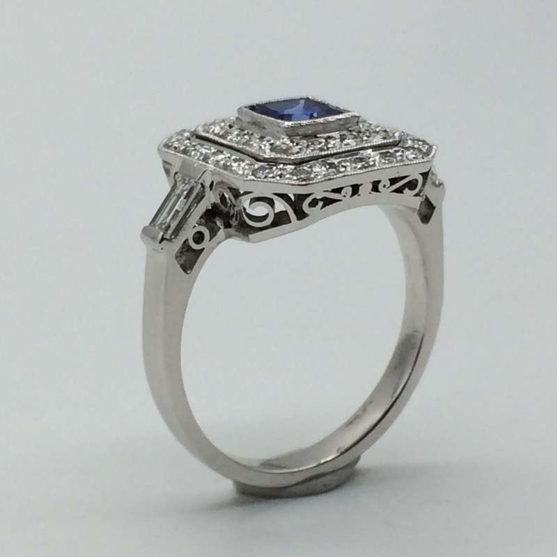 18ct White Gold Diamond and Tanzanite Ring (V. R59 250)