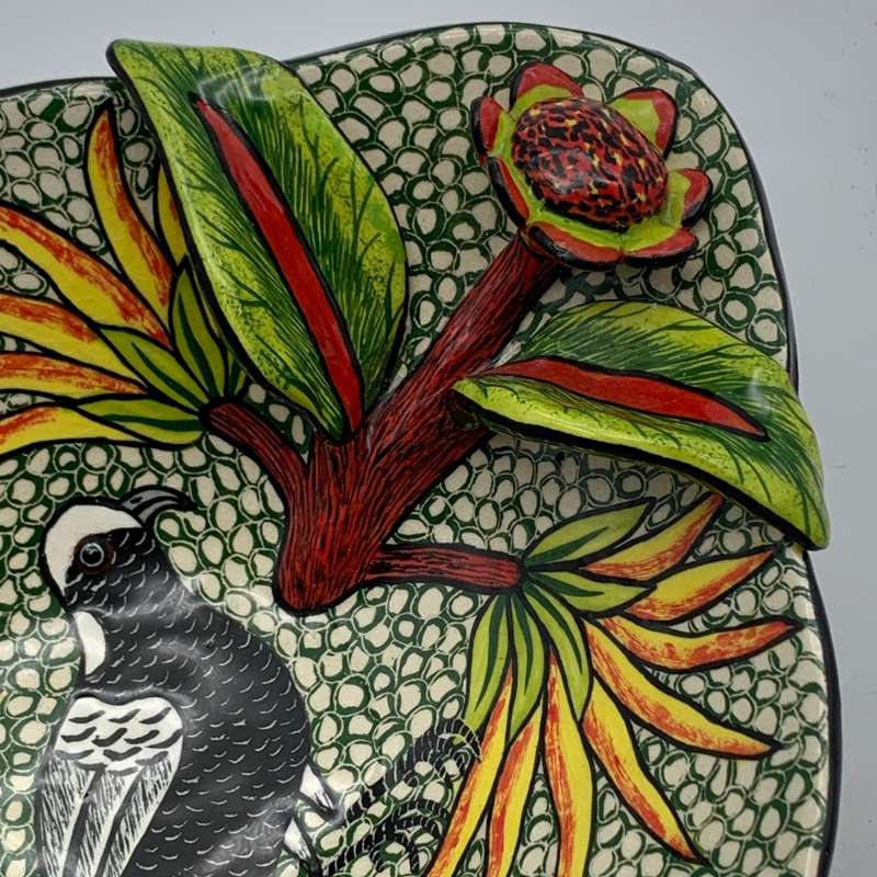 Hand Painted Ardmore Ceramic 'Bird & Floral' Bowl