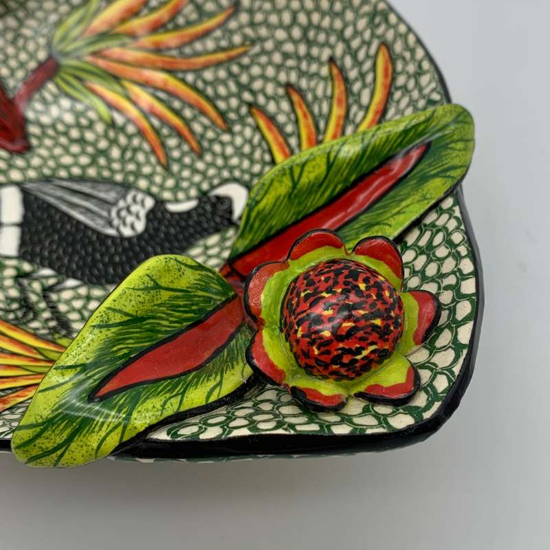 Hand Painted Ardmore Ceramic 'Bird & Floral' Bowl