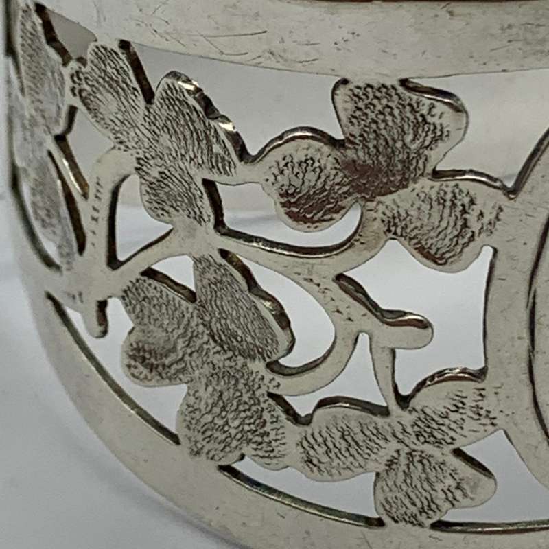 Antique Solid Silver Shamrock Napkin Ring