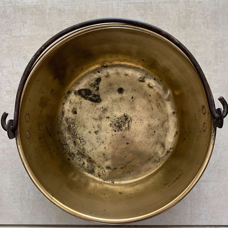 Large Antique Brass & Iron Jam Pot