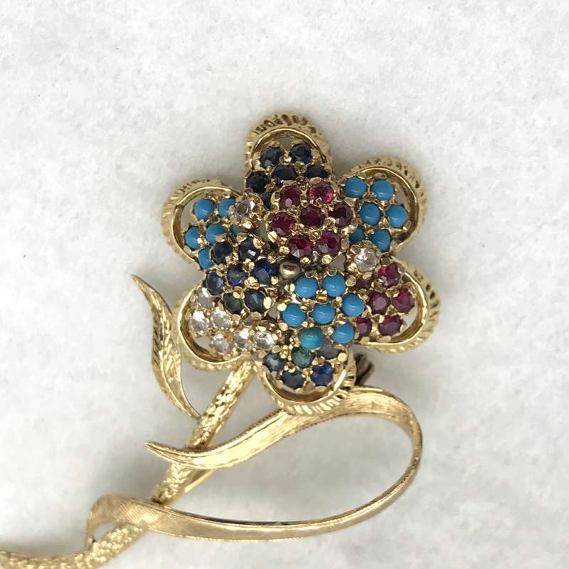 9ct Solid Gold `Flower` Vintage Brooch (V. R45 220)