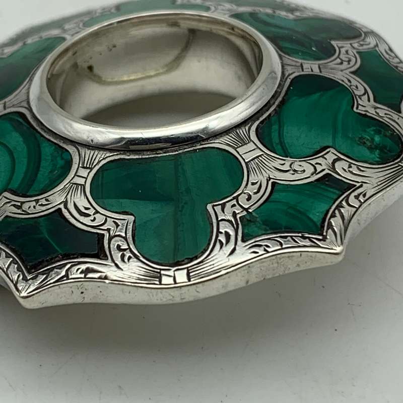 Antique Scottish Silver & Malachite Brooch/Pendant