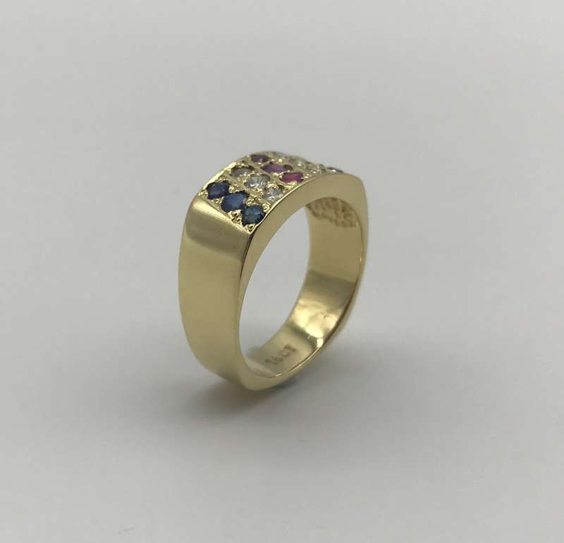 18ct Diamond Ruby & Sapphire Ring (V. R46 220)