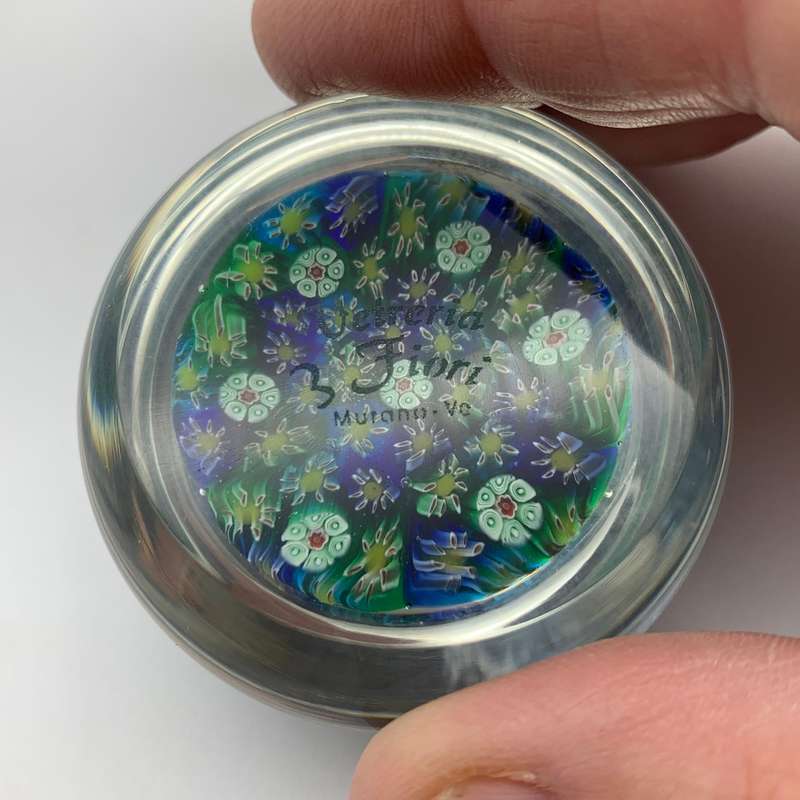 Murano 'Vetreria 3 Fiori' Glass Paperweight (Signed)