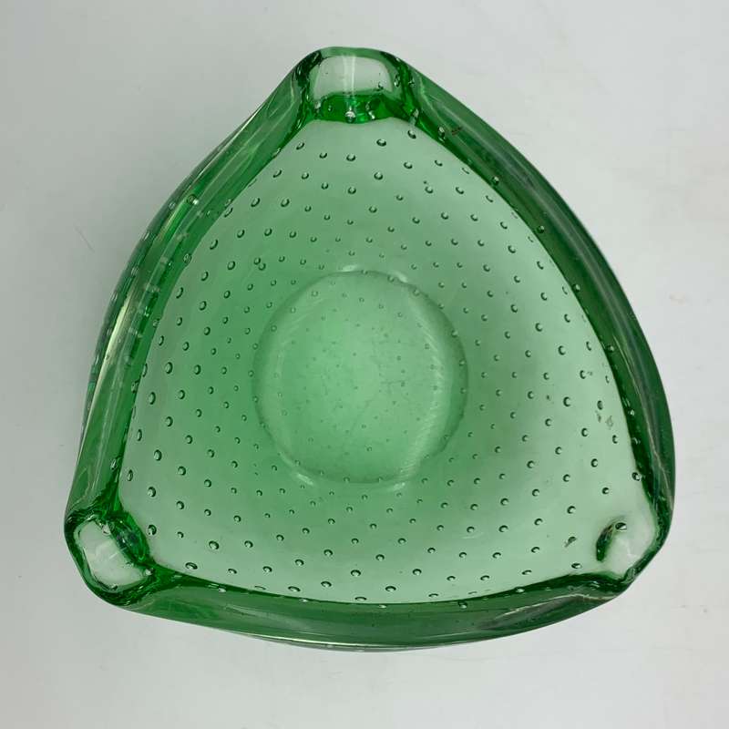Vintage Green Murano Glass Ashtray