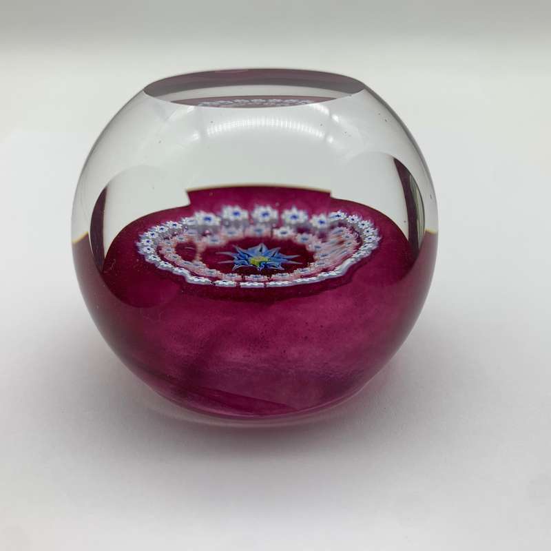 Vintage Caithness 'Miniature Cornflower' Glass Paperweight