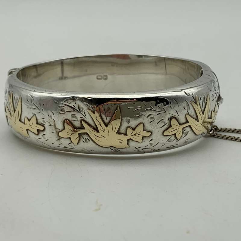 Early Sterling Silver & Gold Bangle (Chester 1958)