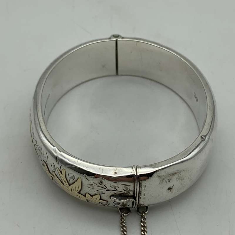 Early Sterling Silver & Gold Bangle (Chester 1958)