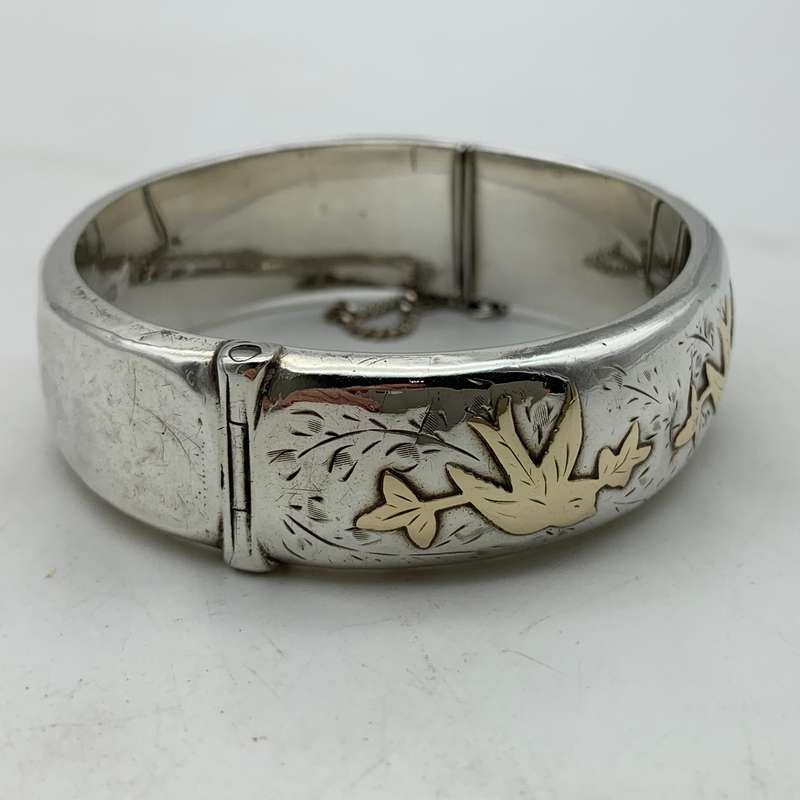 Early Sterling Silver & Gold Bangle (Chester 1958)