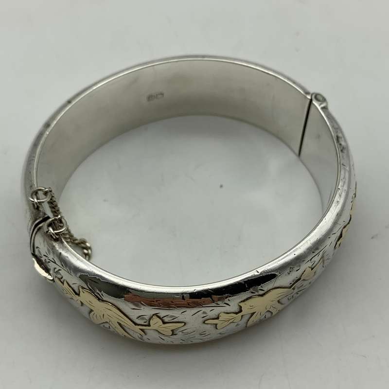 Early Sterling Silver & Gold Bangle (Chester 1958)
