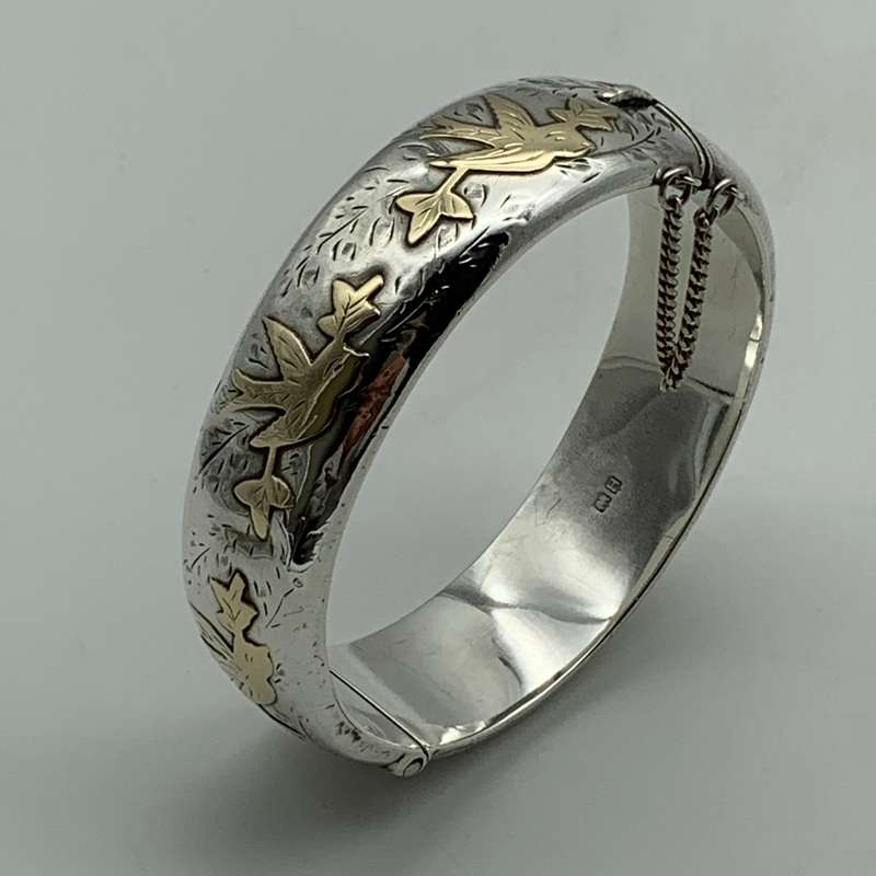 Early Sterling Silver & Gold Bangle (Chester 1958)
