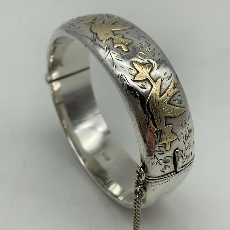 Early Sterling Silver & Gold Bangle (Chester 1958)
