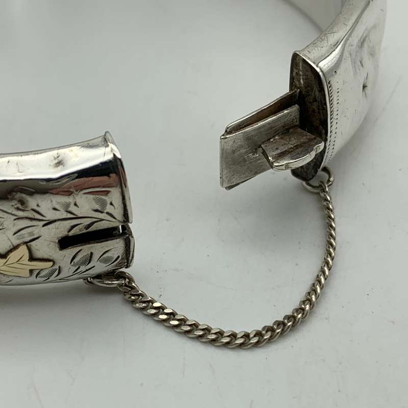 Early Sterling Silver & Gold Bangle (Chester 1958)