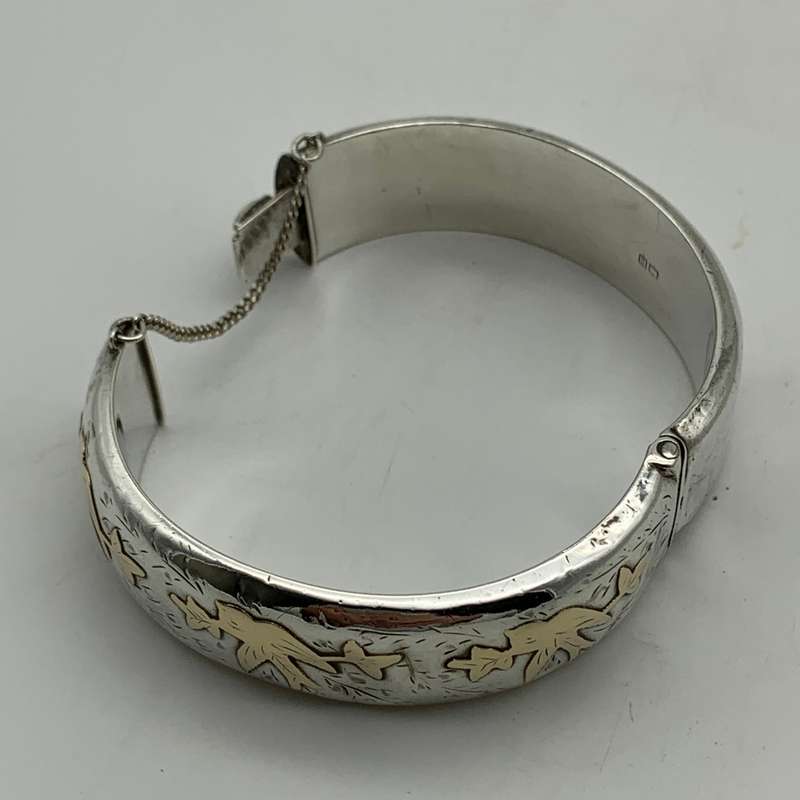 Early Sterling Silver & Gold Bangle (Chester 1958)
