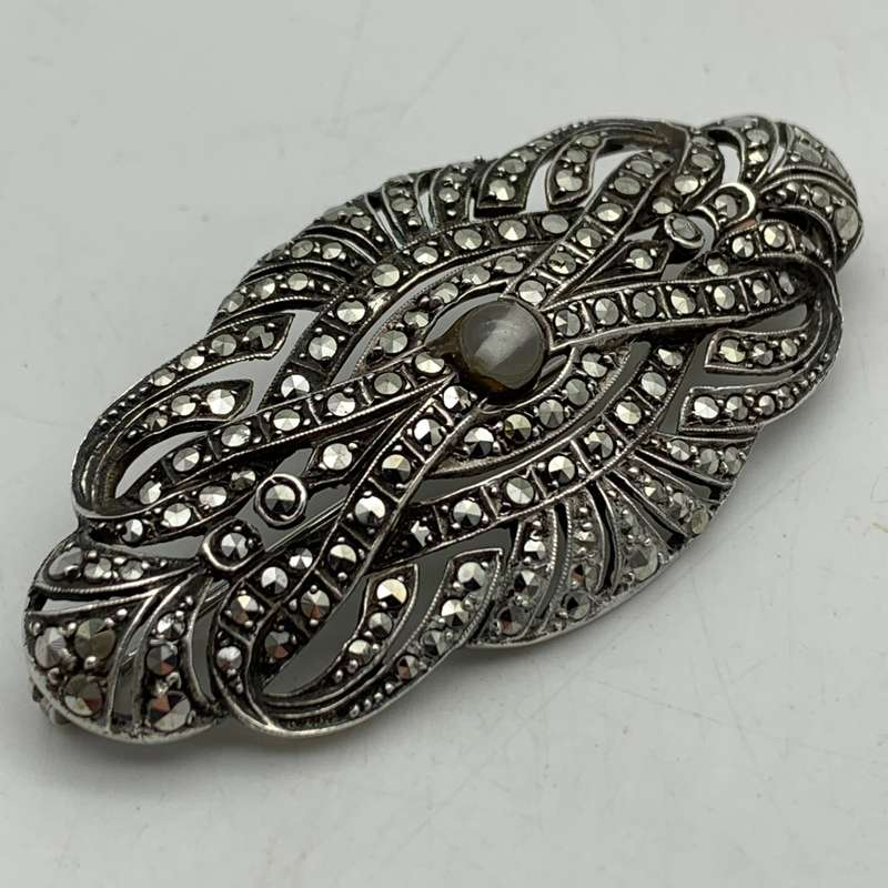 Vintage Silver & Marcasite Brooch