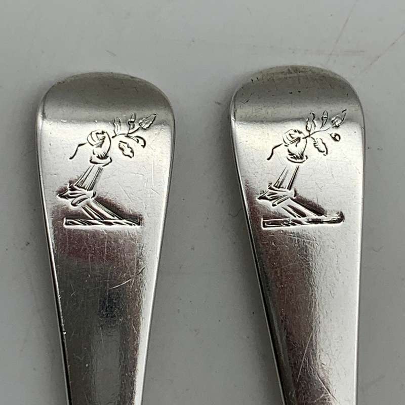 Antique Pair Large Irish Silver Mustard Spoons (1849)