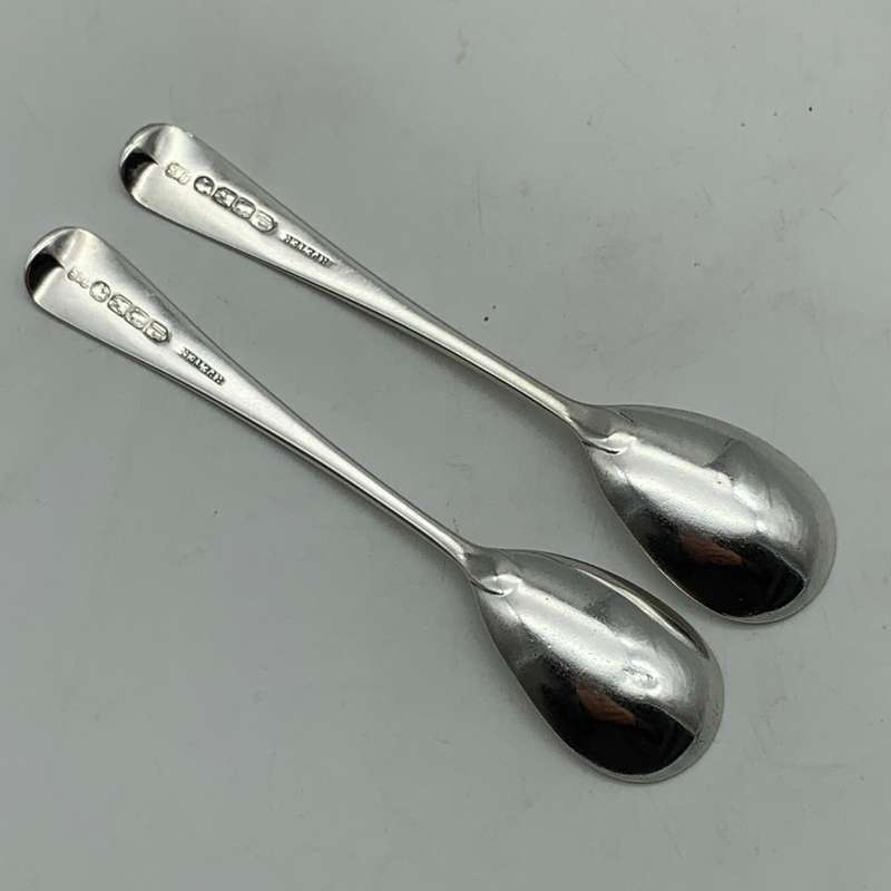 Antique Pair Large Irish Silver Mustard Spoons (1849)