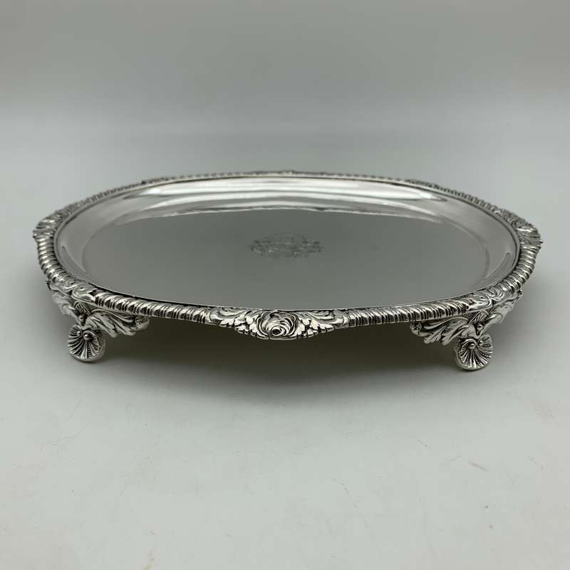 Georgian Silver Card Tray/Teapot Stand (1817)
