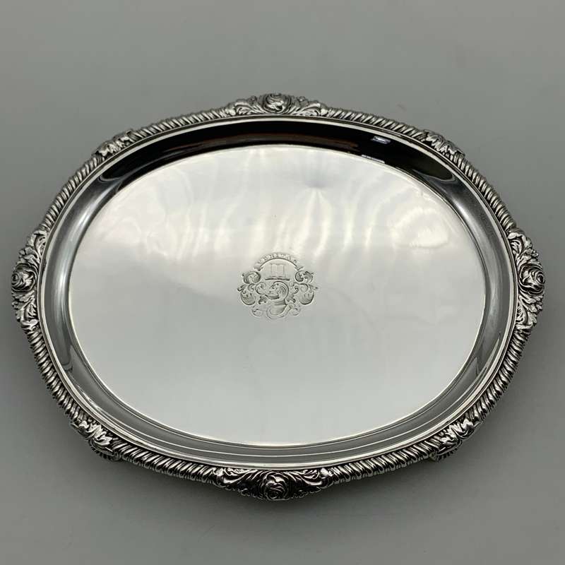 Georgian Silver Card Tray/Teapot Stand (1817)