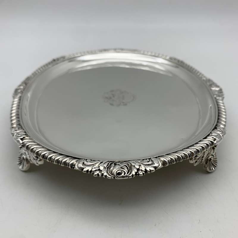 Georgian Silver Card Tray/Teapot Stand (1817)