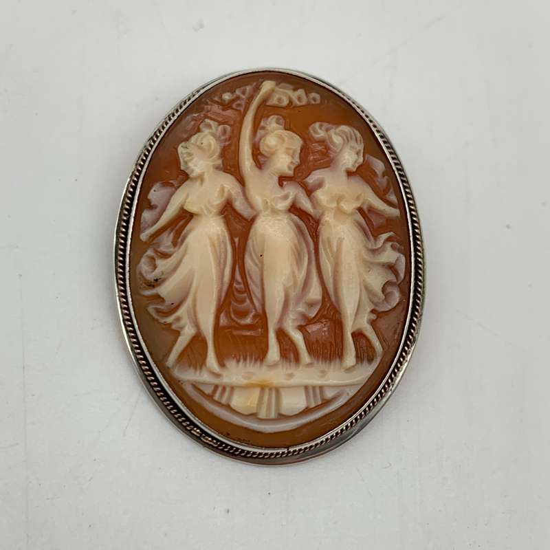 Vintage Silver Cameo Brooch (Three Graces)