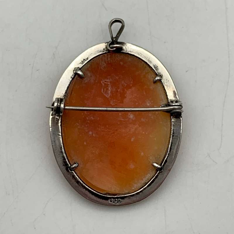 Vintage Silver & Marcasite Cameo Brooch/Pendant